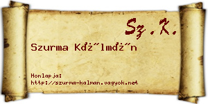 Szurma Kálmán névjegykártya